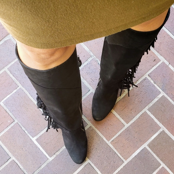 KOOLABURRA by UGG Paradis Fringe Black Suede Tall Riding Boots Size 9 - Picture 4 of 11